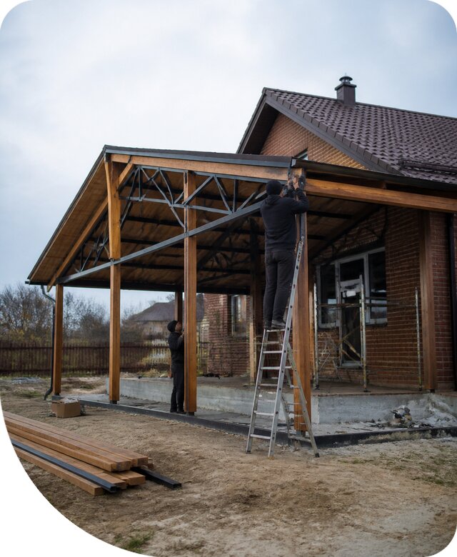 Пристройка навеса к дому и участку в Кропоткине под ключ